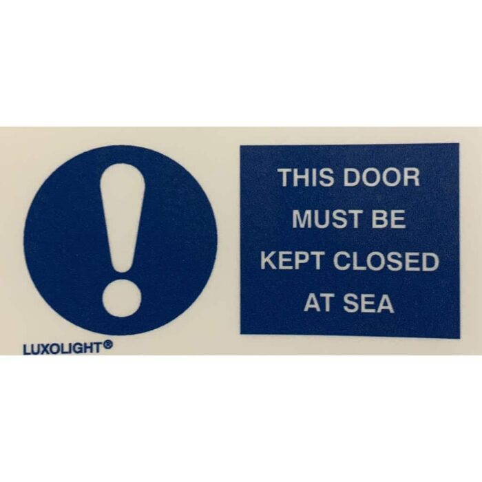 IMO MANDATORY SIGN, This door must be kept closed at sea, adesivo